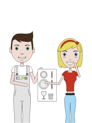 Consulenza disegno uomo e donna con bicchieri e piatti